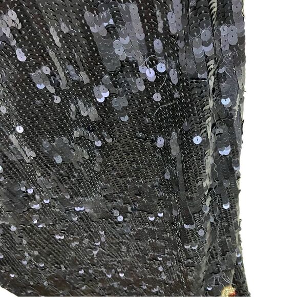 Mac Duggal Dress 20 Blue Sequined Floral Long Sleeve Midi Dress 93624 Modest - Picture 7 of 16